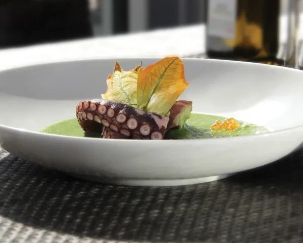Octopus dish in a wide porcelain bowl